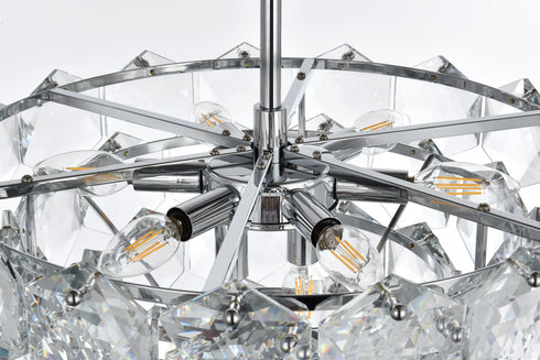 Elegant Lighting Adaline 8 Light Pendant D20 Inch H12 Inch L8 Chrome in Chrome and Clear Finish Model: 1050D20C
