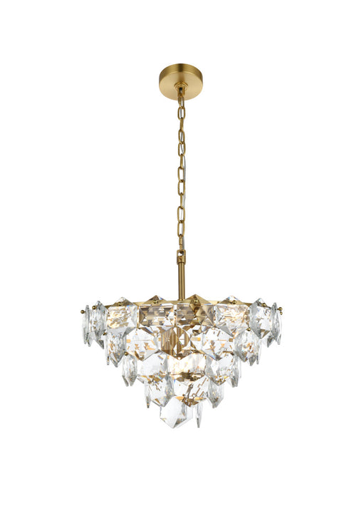 Elegant Lighting Adaline 8 Light Pendant D20 Inch H12 Inch L8 Satin Gold in Satin Gold and Clear Finish Model: 1050D20SG