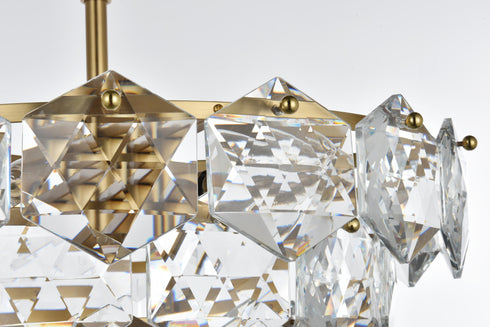 Elegant Lighting Adaline 8 Light Pendant D20 Inch H12 Inch L8 Satin Gold in Satin Gold and Clear Finish Model: 1050D20SG