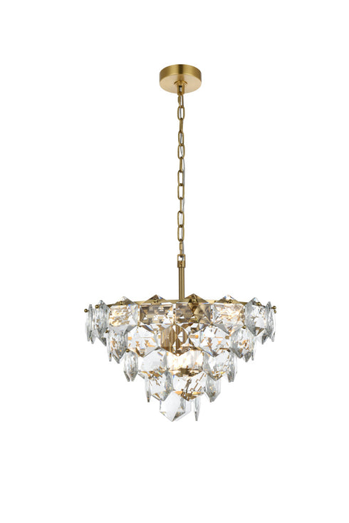 Elegant Lighting Adaline 8 Light Pendant D20 Inch H12 Inch L8 Satin Gold in Satin Gold and Clear Finish Model: 1050D20SG