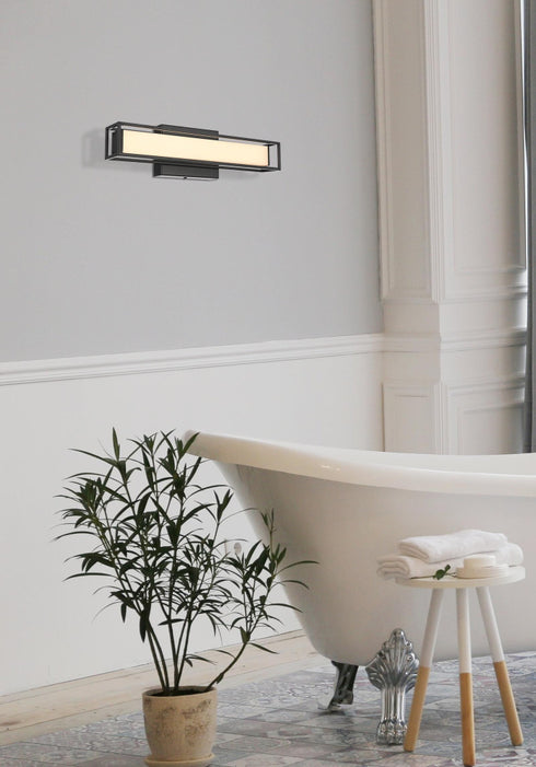 Elegant Lighting Aden 1 Light Wall Sconce L16 Inch E4.5 Inch H4.3 Inch LED 8 Watt 3CCT in Black Model: LD301W16BK