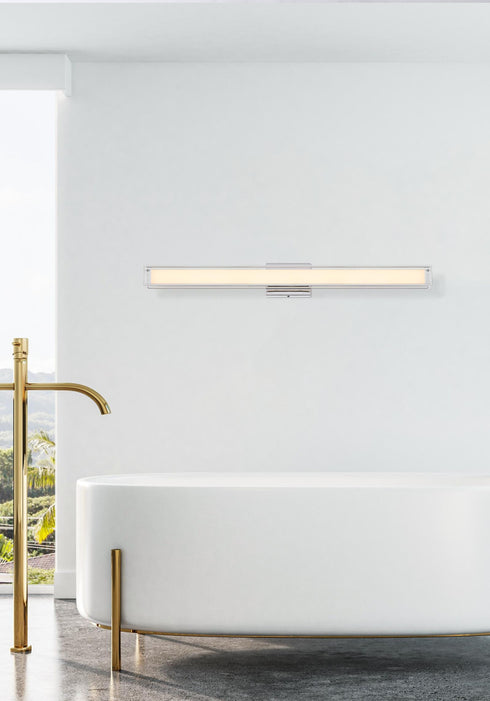 Elegant Lighting Aden 1 Light Wall Sconce L36 Inch E4.5 Inch H4.3 Inch LED 24 Watt 3CCT in Chrome Model: LD301W36C