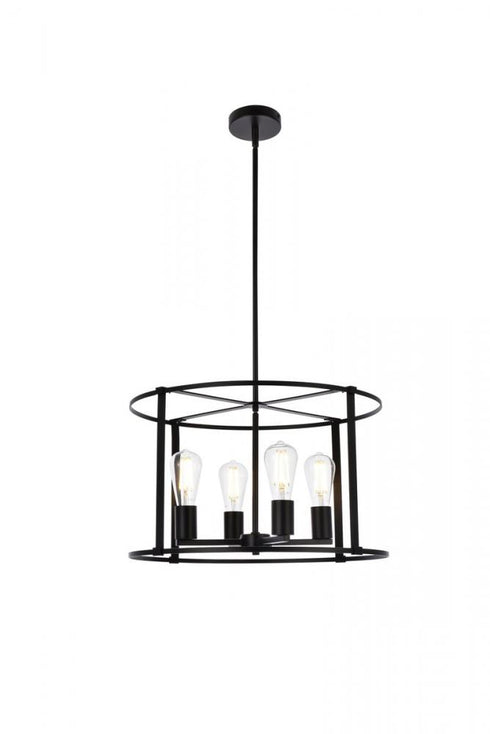 Elegant Lighting Agnys 4 lights pendant in black Model: LD7057D20BK