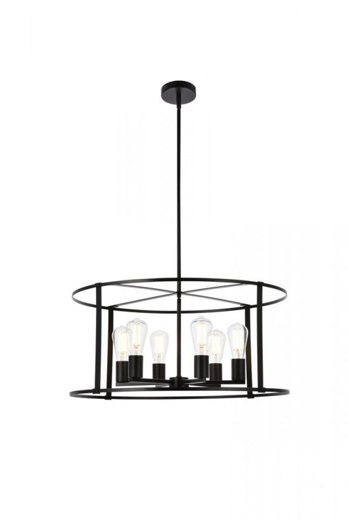 Elegant Lighting Agnys 6 lights pendant in black Model: LD7058D26BK