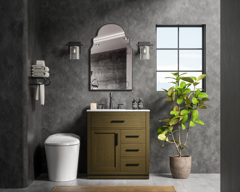 Elegant Lighting Alden Vanity Cabinet 1Dr3Dw 32 Inch W x 22 Inch D x 35 Inch H in Chestnut Brown Model: VF29732MCB
