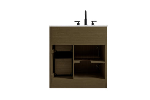 Elegant Lighting Alden Vanity Cabinet 1Dr3Dw 32 Inch W x 22 Inch D x 35 Inch H in Chestnut Brown Model: VF29732MCB
