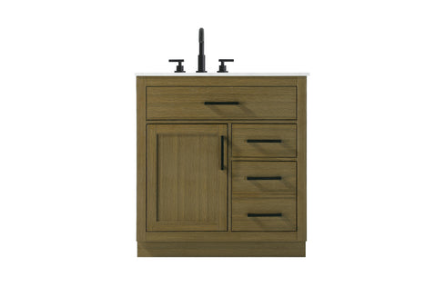 Elegant Lighting Alden Vanity Cabinet 1Dr3Dw 32 Inch W x 22 Inch D x 35 Inch H in Chestnut Brown Model: VF29732MCB