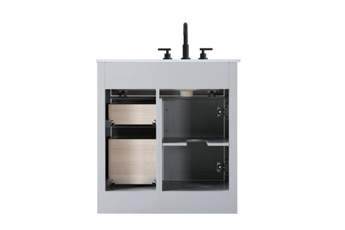 Elegant Lighting Alden Vanity Cabinet 1Dr3Dw 32 Inch W x 22 Inch D x 35 Inch H in Grey Model: VF29732GR