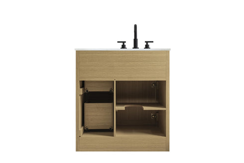 Elegant Lighting Alden Vanity Cabinet 1Dr3Dw 32 Inch W x 22 Inch D x 35 Inch H in Honey Brown Model: VF29732MHB