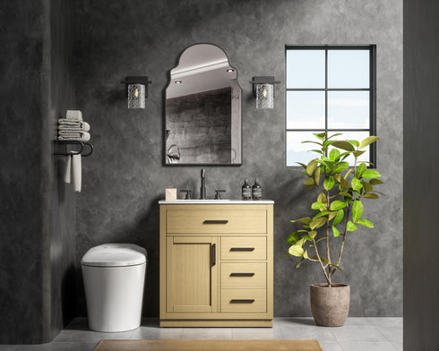 Elegant Lighting Alden Vanity Cabinet 1Dr3Dw 32 Inch W x 22 Inch D x 35 Inch H in Honey Brown Model: VF29732MHB