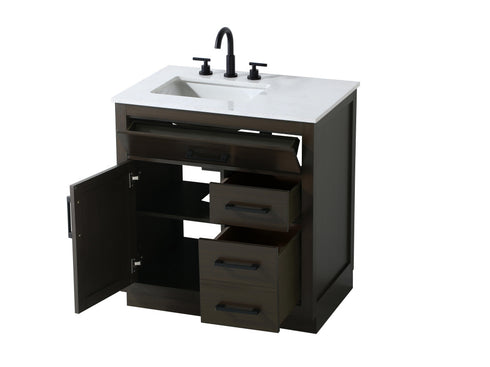 Elegant Lighting Alden Vanity Cabinet 1Dr3Dw 32 Inch W x 22 Inch D x 35 Inch H in Mocha Brown Model: VF29732MMB