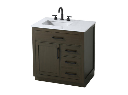 Elegant Lighting Alden Vanity Cabinet 1Dr3Dw 32 Inch W x 22 Inch D x 35 Inch H in Mocha Brown Model: VF29732MMB