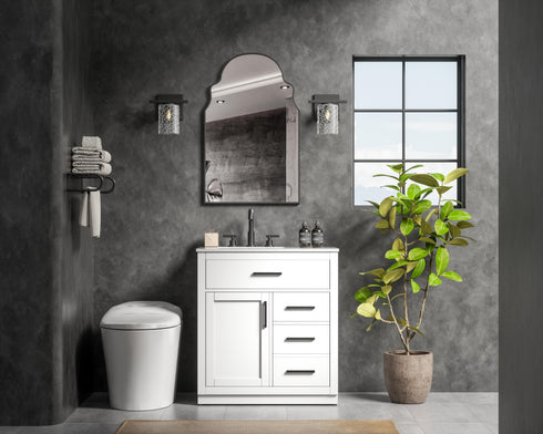 Elegant Lighting Alden Vanity Cabinet 1Dr3Dw 32 Inch W x 22 Inch D x 35 Inch H in White Model: VF29732WH