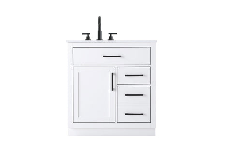 Elegant Lighting Alden Vanity Cabinet 1Dr3Dw 32 Inch W x 22 Inch D x 35 Inch H in White Model: VF29732WH