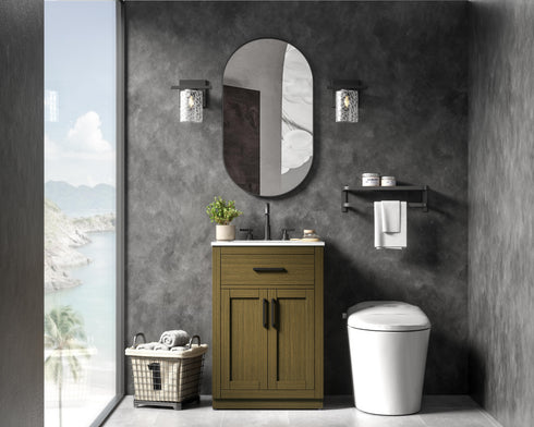 Elegant Lighting Alden Vanity Cabinet 2Dr1Dw 24 Inch W x 22 Inch D x 35 Inch H in Chestnut Brown Model: VF29724MCB