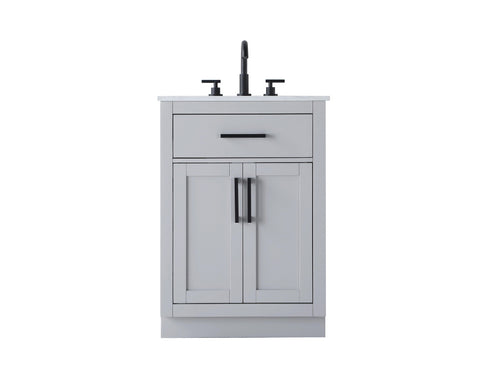 Elegant Lighting Alden Vanity Cabinet 2Dr1Dw 24 Inch W x 22 Inch D x 35 Inch H in Grey Model: VF29724GR