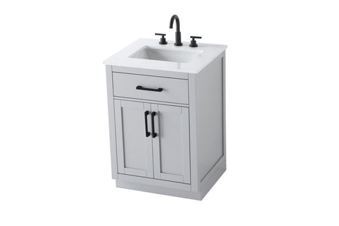 Elegant Lighting Alden Vanity Cabinet 2Dr1Dw 24 Inch W x 22 Inch D x 35 Inch H in Grey Model: VF29724GR