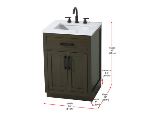 Elegant Lighting Alden Vanity Cabinet 2Dr1Dw 24 Inch W x 22 Inch D x 35 Inch H in Mocha Brown Model: VF29724MMB