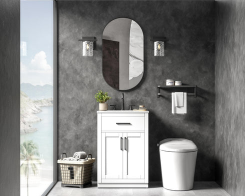 Elegant Lighting Alden Vanity Cabinet 2Dr1Dw 24 Inch W x 22 Inch D x 35 Inch H in White Model: VF29724WH