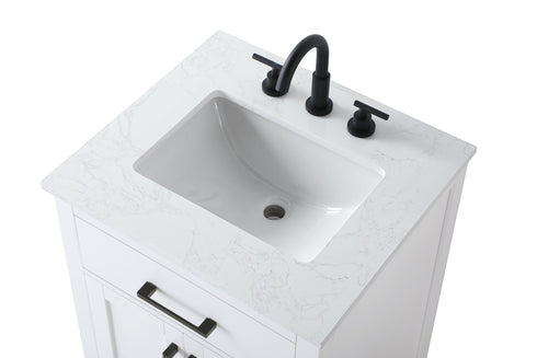 Elegant Lighting Alden Vanity Cabinet 2Dr1Dw 24 Inch W x 22 Inch D x 35 Inch H in White Model: VF29724WH