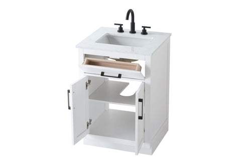 Elegant Lighting Alden Vanity Cabinet 2Dr1Dw 24 Inch W x 22 Inch D x 35 Inch H in White Model: VF29724WH