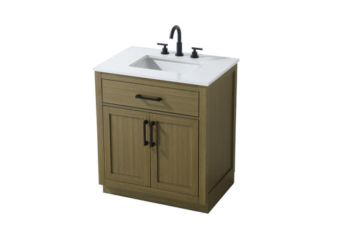 Elegant Lighting Alden Vanity Cabinet 2Dr1Dw 30 Inch W x 22 Inch D x 35 Inch H in Chestnut Brown Model: VF29730MCB