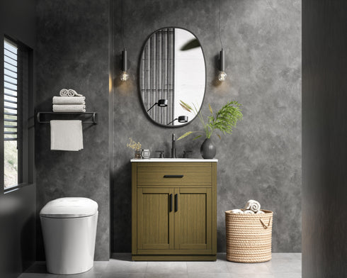 Elegant Lighting Alden Vanity Cabinet 2Dr1Dw 30 Inch W x 22 Inch D x 35 Inch H in Chestnut Brown Model: VF29730MCB