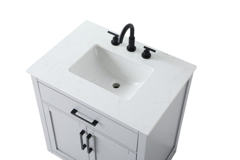 Elegant Lighting Alden Vanity Cabinet 2Dr1Dw 30 Inch W x 22 Inch D x 35 Inch H in Grey Model: VF29730GR