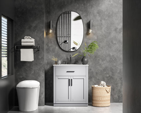 Elegant Lighting Alden Vanity Cabinet 2Dr1Dw 30 Inch W x 22 Inch D x 35 Inch H in Grey Model: VF29730GR