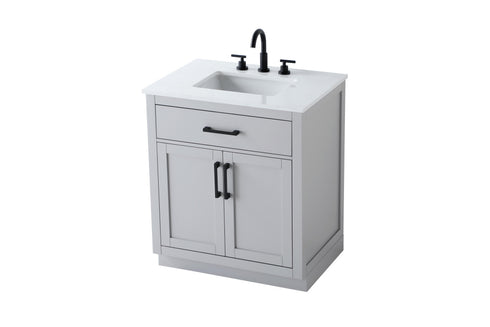 Elegant Lighting Alden Vanity Cabinet 2Dr1Dw 30 Inch W x 22 Inch D x 35 Inch H in Grey Model: VF29730GR