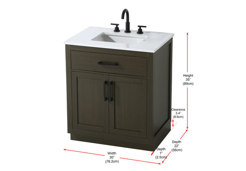 Elegant Lighting Alden Vanity Cabinet 2Dr1Dw 30 Inch W x 22 Inch D x 35 Inch H in Mocha Brown Model: VF29730MMB