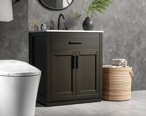 Elegant Lighting Alden Vanity Cabinet 2Dr1Dw 30 Inch W x 22 Inch D x 35 Inch H in Mocha Brown Model: VF29730MMB