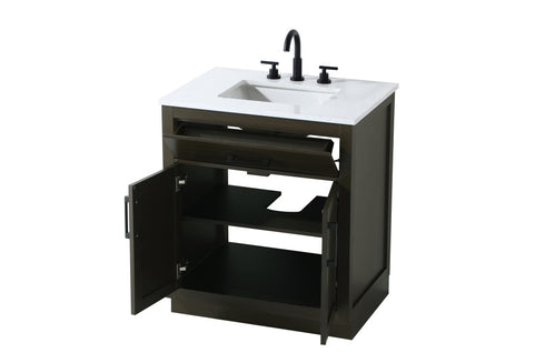 Elegant Lighting Alden Vanity Cabinet 2Dr1Dw 30 Inch W x 22 Inch D x 35 Inch H in Mocha Brown Model: VF29730MMB