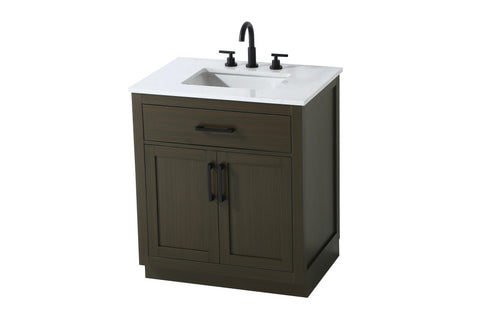 Elegant Lighting Alden Vanity Cabinet 2Dr1Dw 30 Inch W x 22 Inch D x 35 Inch H in Mocha Brown Model: VF29730MMB