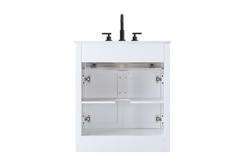 Elegant Lighting Alden Vanity Cabinet 2Dr1Dw 30 Inch W x 22 Inch D x 35 Inch H in White Model: VF29730WH