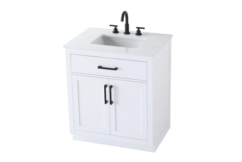 Elegant Lighting Alden Vanity Cabinet 2Dr1Dw 30 Inch W x 22 Inch D x 35 Inch H in White Model: VF29730WH