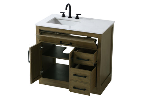 Elegant Lighting Alden Vanity Cabinet 2Dr3Dw 36 Inch W x 22 Inch D x 35 Inch H in Chestnut Brown Model: VF29736MCB