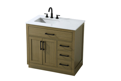 Elegant Lighting Alden Vanity Cabinet 2Dr3Dw 36 Inch W x 22 Inch D x 35 Inch H in Chestnut Brown Model: VF29736MCB