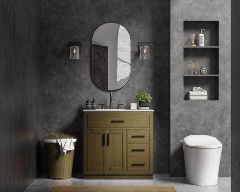 Elegant Lighting Alden Vanity Cabinet 2Dr3Dw 36 Inch W x 22 Inch D x 35 Inch H in Chestnut Brown Model: VF29736MCB