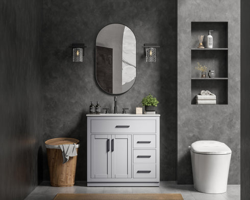 Elegant Lighting Alden Vanity Cabinet 2Dr3Dw 36 Inch W x 22 Inch D x 35 Inch H in Grey Model: VF29736GR