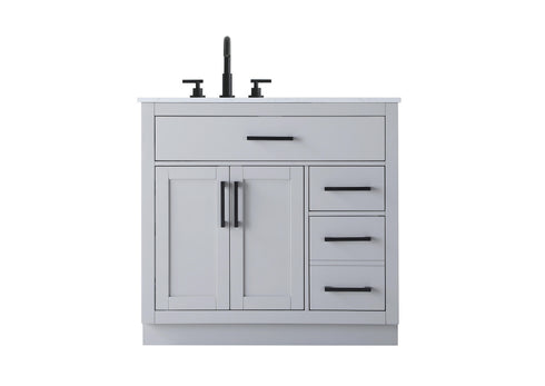 Elegant Lighting Alden Vanity Cabinet 2Dr3Dw 36 Inch W x 22 Inch D x 35 Inch H in Grey Model: VF29736GR