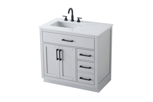 Elegant Lighting Alden Vanity Cabinet 2Dr3Dw 36 Inch W x 22 Inch D x 35 Inch H in Grey Model: VF29736GR