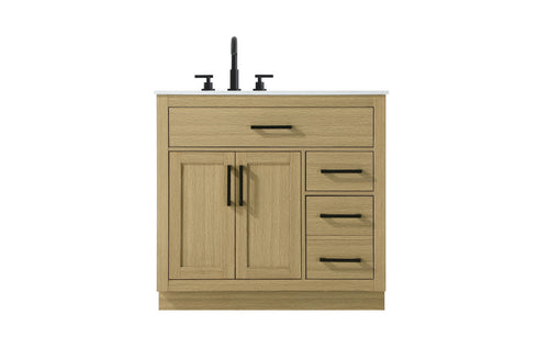 Elegant Lighting Alden Vanity Cabinet 2Dr3Dw 36 Inch W x 22 Inch D x 35 Inch H in Honey Brown Model: VF29736MHB