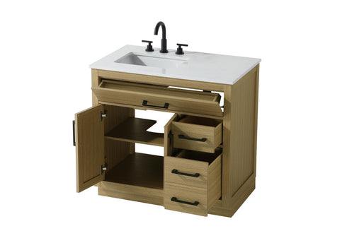 Elegant Lighting Alden Vanity Cabinet 2Dr3Dw 36 Inch W x 22 Inch D x 35 Inch H in Honey Brown Model: VF29736MHB