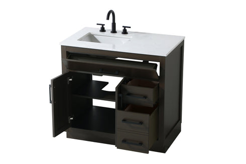 Elegant Lighting Alden Vanity Cabinet 2Dr3Dw 36 Inch W x 22 Inch D x 35 Inch H in Mocha Brown Model: VF29736MMB