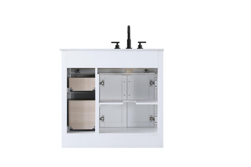 Elegant Lighting Alden Vanity Cabinet 2Dr3Dw 36 Inch W x 22 Inch D x 35 Inch H in White Model: VF29736WH