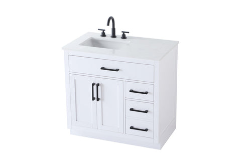 Elegant Lighting Alden Vanity Cabinet 2Dr3Dw 36 Inch W x 22 Inch D x 35 Inch H in White Model: VF29736WH