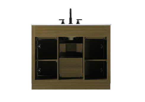 Elegant Lighting Alden Vanity Cabinet 2Dr5Dw 42 Inch W x 22 Inch D x 35 Inch H in Chestnut Brown Model: VF29742MCB