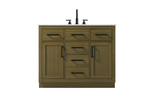 Elegant Lighting Alden Vanity Cabinet 2Dr5Dw 42 Inch W x 22 Inch D x 35 Inch H in Chestnut Brown Model: VF29742MCB
