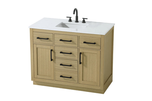 Elegant Lighting Alden Vanity Cabinet 2Dr5Dw 42 Inch W x 22 Inch D x 35 Inch H in Honey Brown Model: VF29742MHB